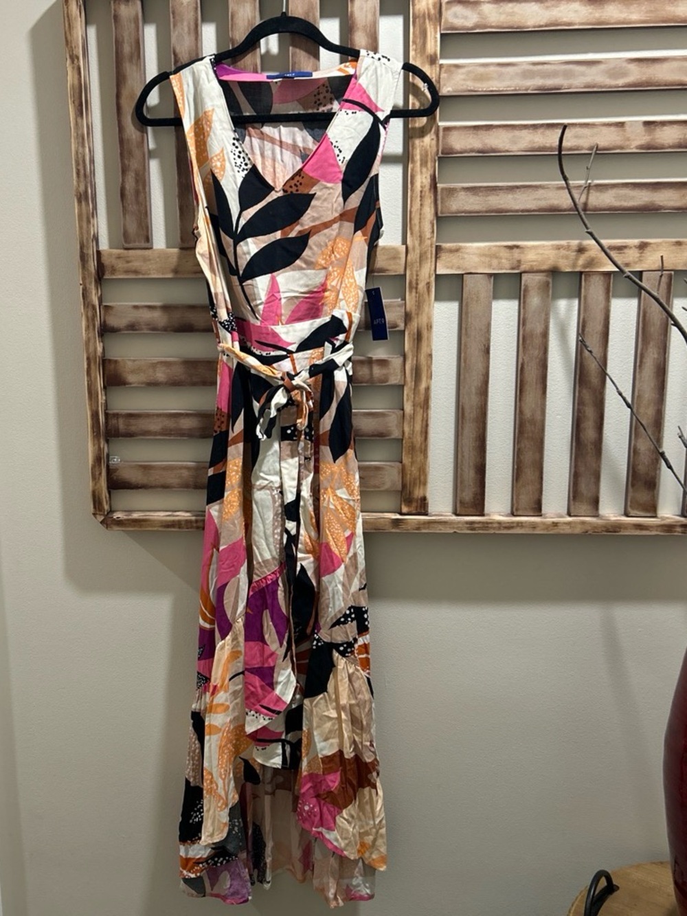 Apt. 9 Floral Leaf Maxi Dress in Pink, Black, Cream, Orange